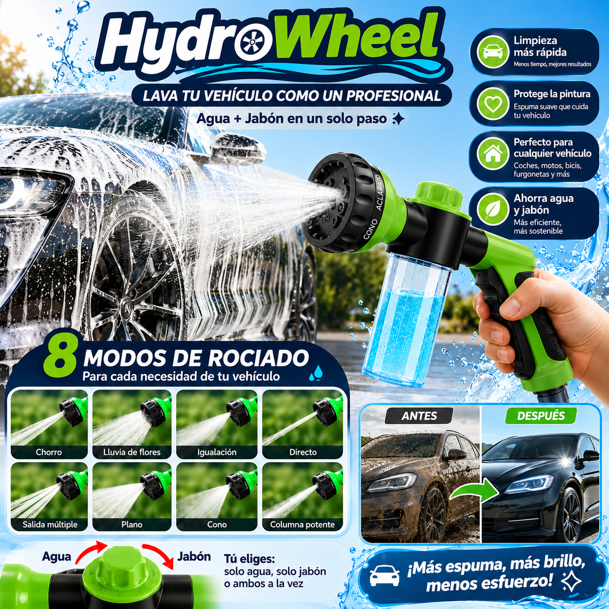 HydroWheel - Pistola de Agua para Vehiculos