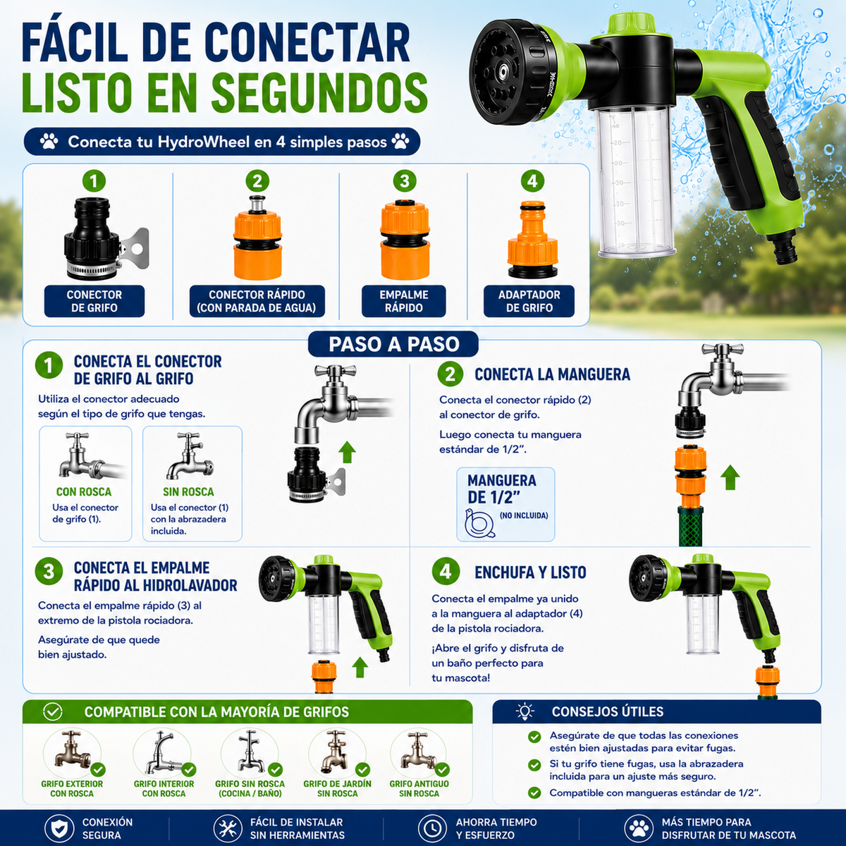 HydroWheel - Pistola de Agua para Vehiculos